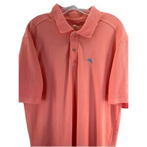 Tommy Bahama Marlin Logo Cotton Polo Golf Shirt Men's XL Coral Pink Classic